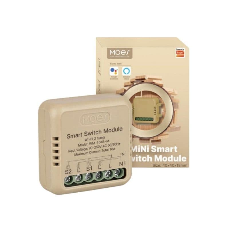 MOES - Module ON/OFF WIFI Tuya 2 canaux WM-104B-M-LT